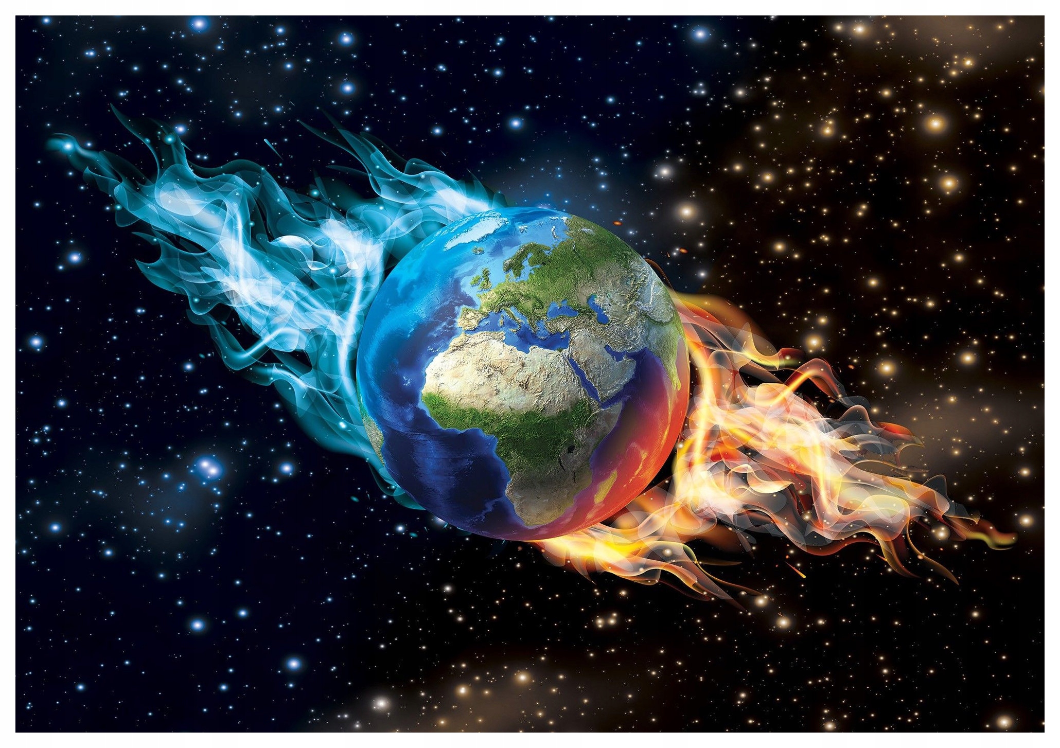 Fototapeta Země v plamenech hvězd, moderní design 312x219 lepidlo