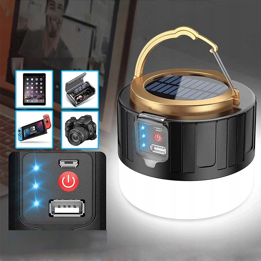 LAMPA LATARKA KEMPINGOWA LED SOLARNA BATERIE USB Materiał tworzywo sztuczne