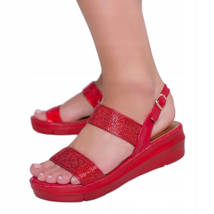 

Czerwone Skóra ekologiczna Buty Sandały r.38