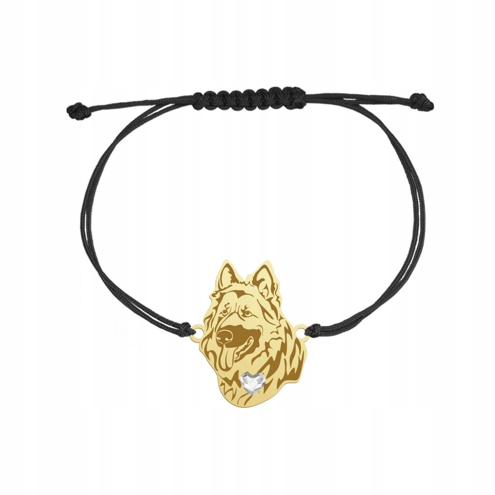 Zlatý náramek se psem Staroněmecký ovčák 925 Dárek Žena Gravírování