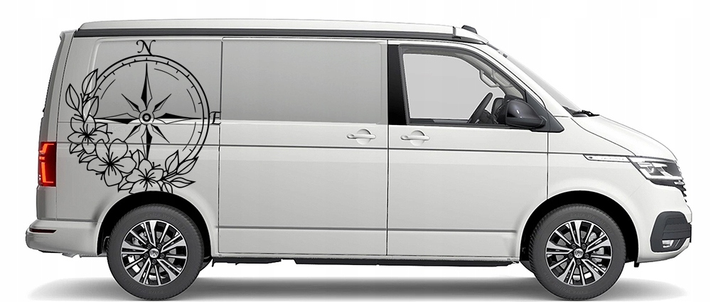 2x NAKLEJKA Grafika na kamper przyczepę KOMPAS RÓŻA WIATRÓW KWIATY 90x92 cm Producent MGDesign