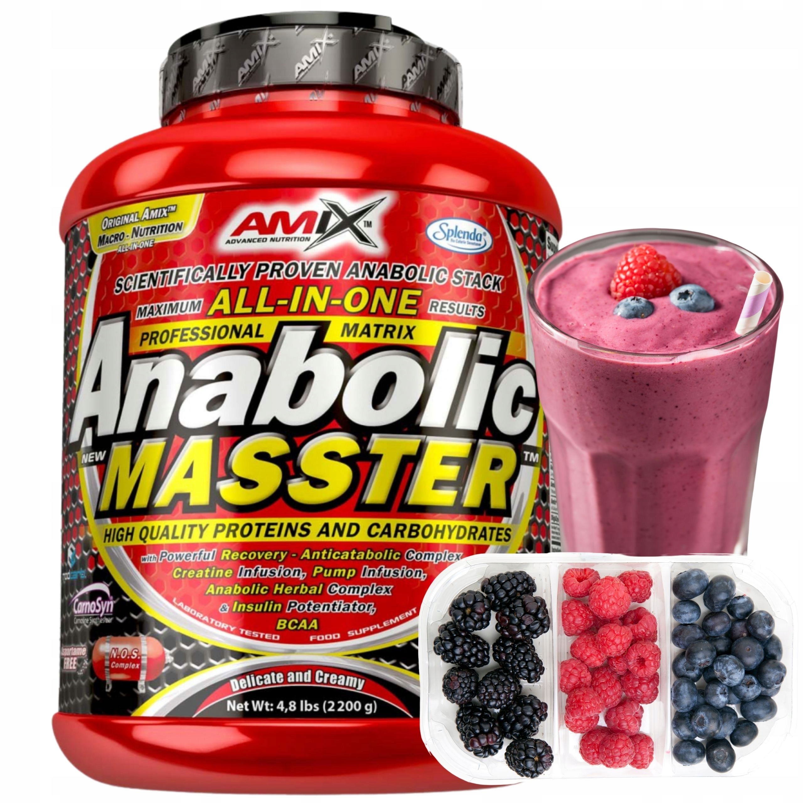 Amix Anabolic Masster 2200g Bulk Gainer Proteinový Mix Kreatin Carbs Ovocný