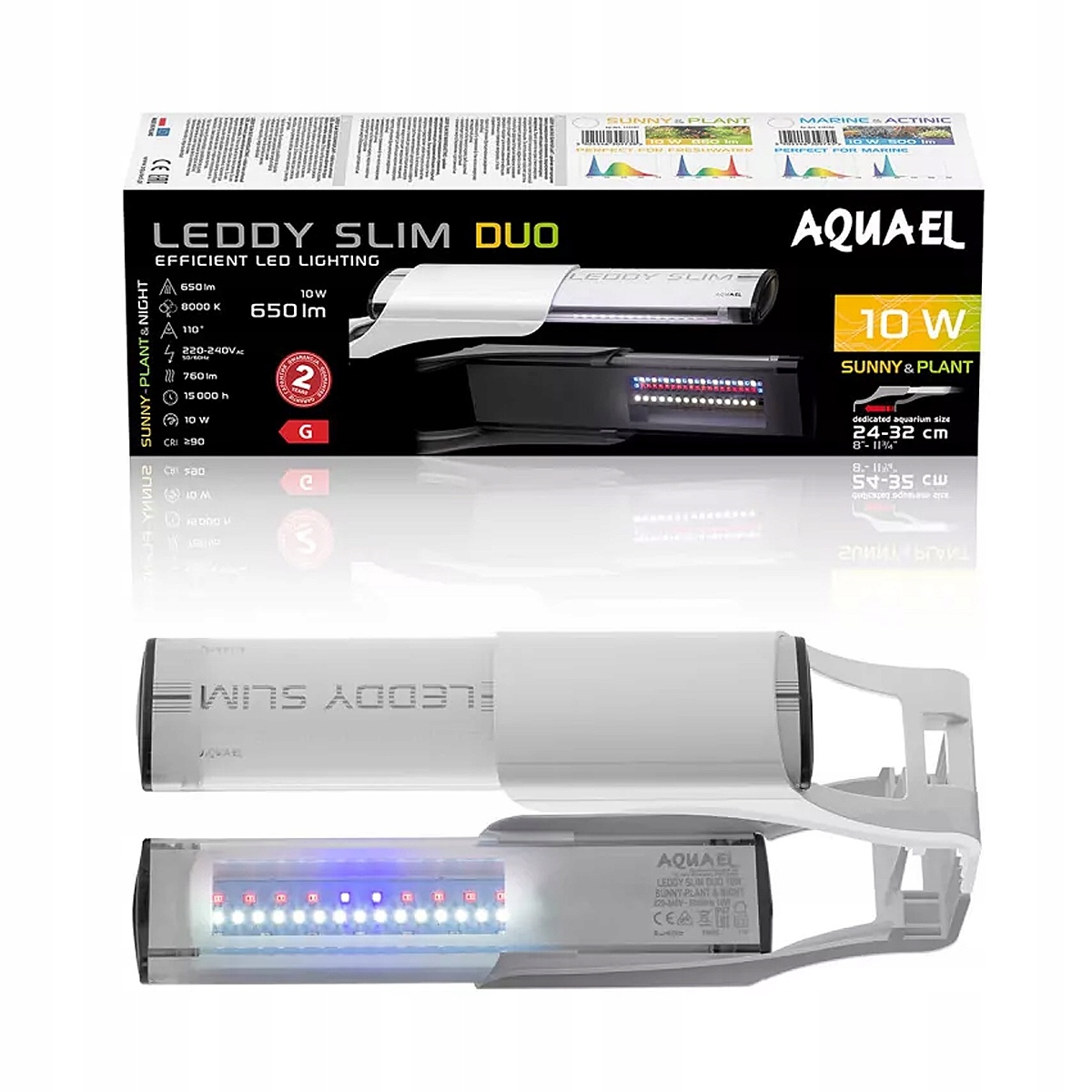 Levně Led Lampa Do Rostlinného Akvária Bílá Aquael Leddy Slim Duo 10W Pro