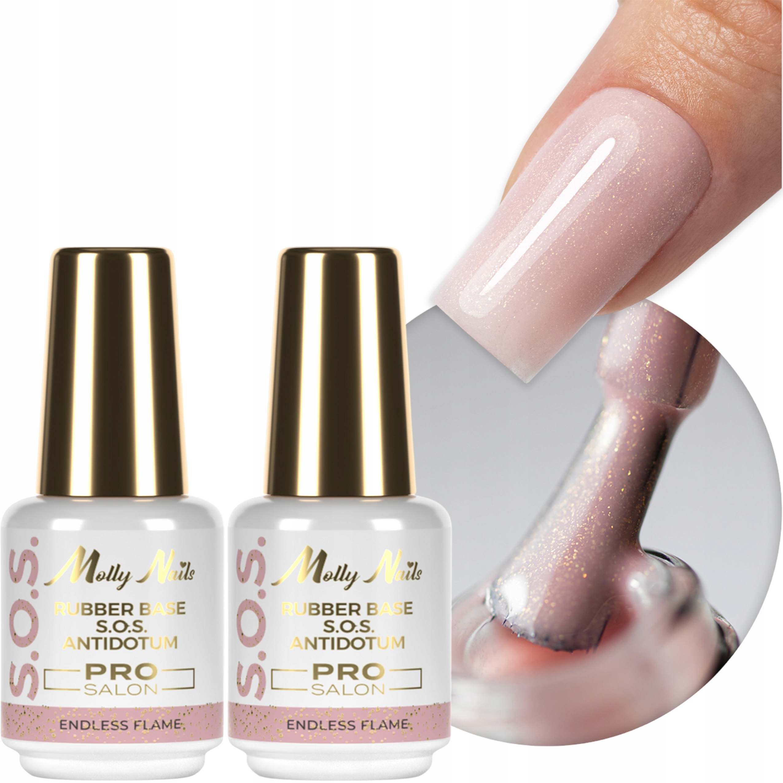 2x Kaučuková báze Mollynails 15 g S.o.s. Antidotum Pro Salon Endless Flame