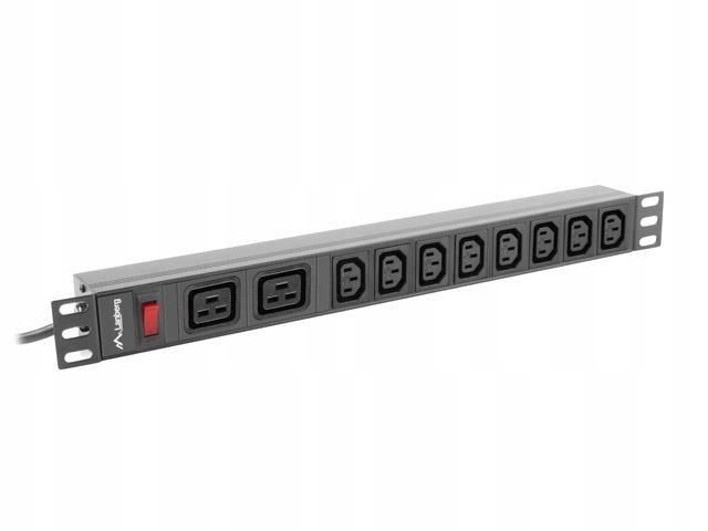 Lanberg Zásuvková Lišta Pdu Rack 1U Pro Servery Skříně Datové Centrum 16A 2M