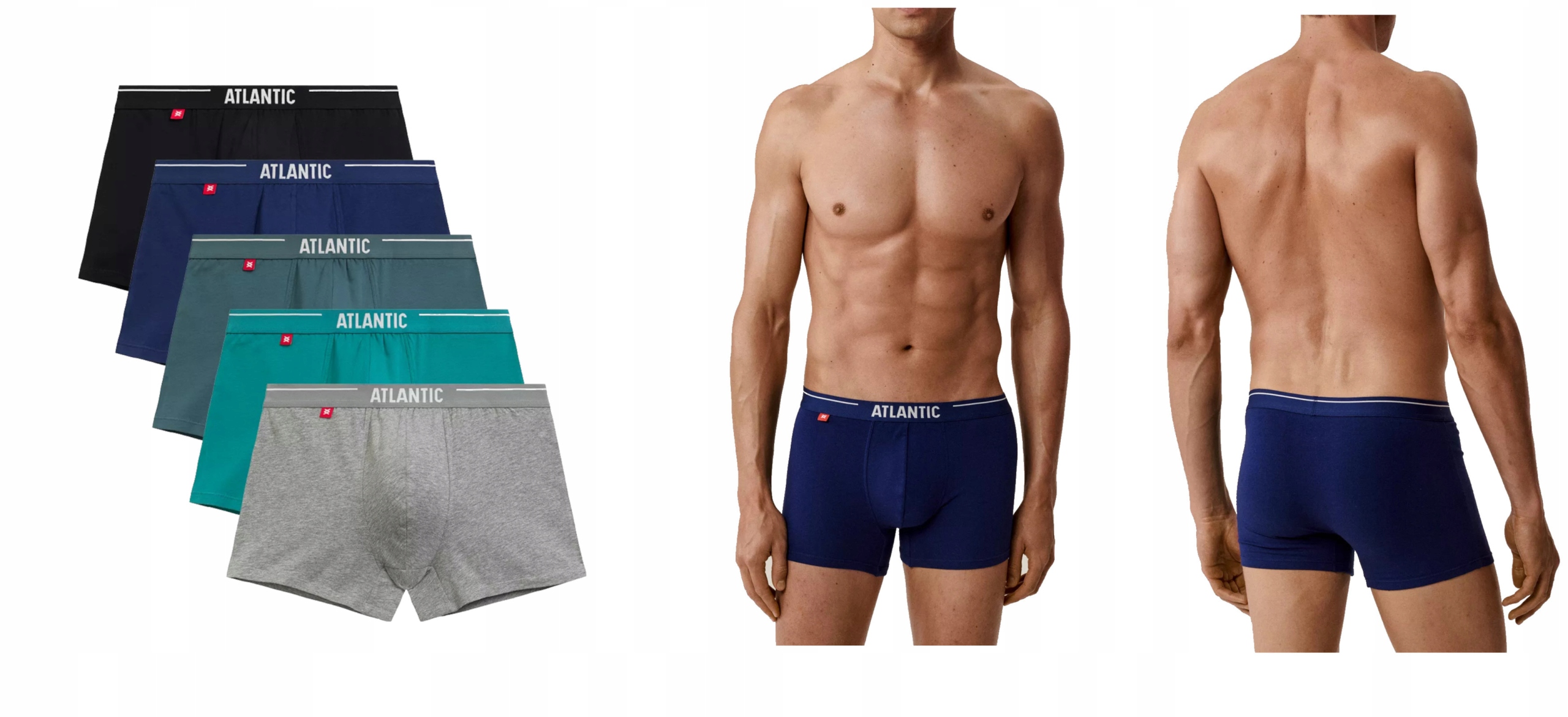 Atlantic bokserki, szorty męskie 5pak 5SMH 004 *M* NIE/ZIE/CZA/SZM/NIEC5