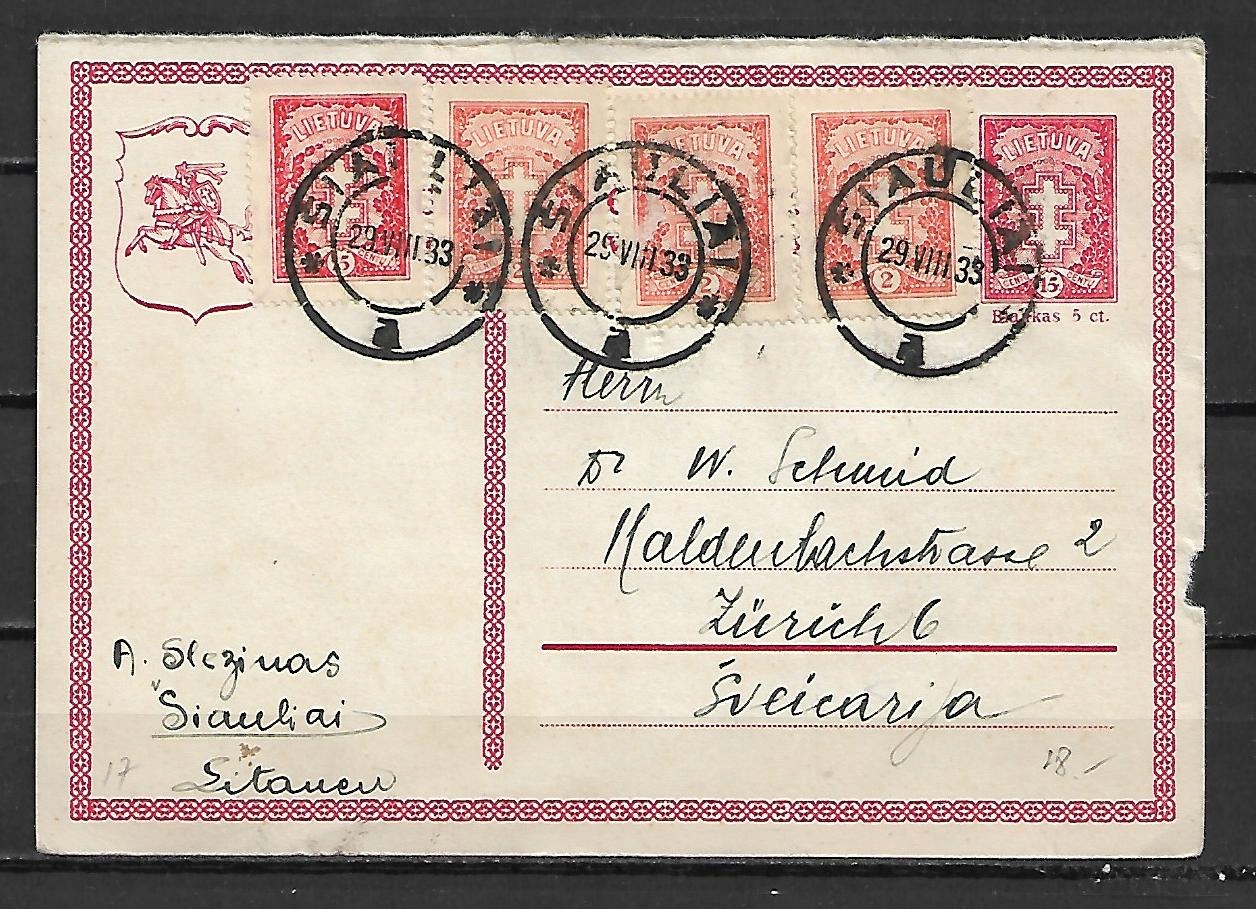 Cp. LITWA WYSŁANA Z SZAWLE DO SZWAJCARII