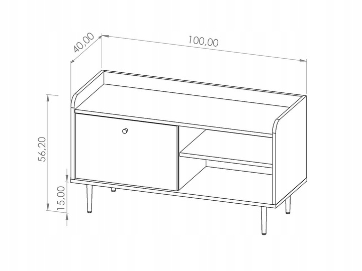 Stolik RTV 100 Vasina w stylu loft Szerokość mebla 100 cm