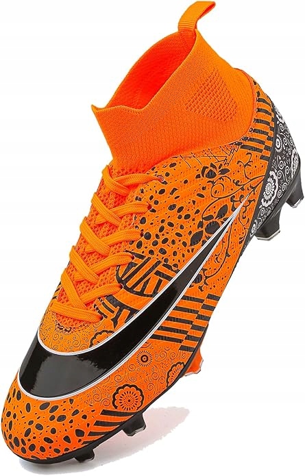 Korki buty piłkarskie sportowe lanki ze skarpetą pomarańczowe 44