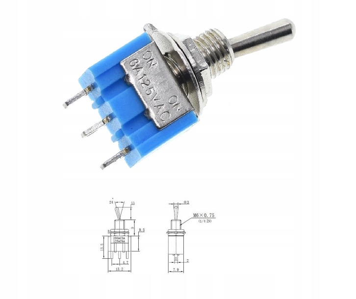 

Przełącznik Hebelkowy 3PIN MTS-102 On-on 3A 250V