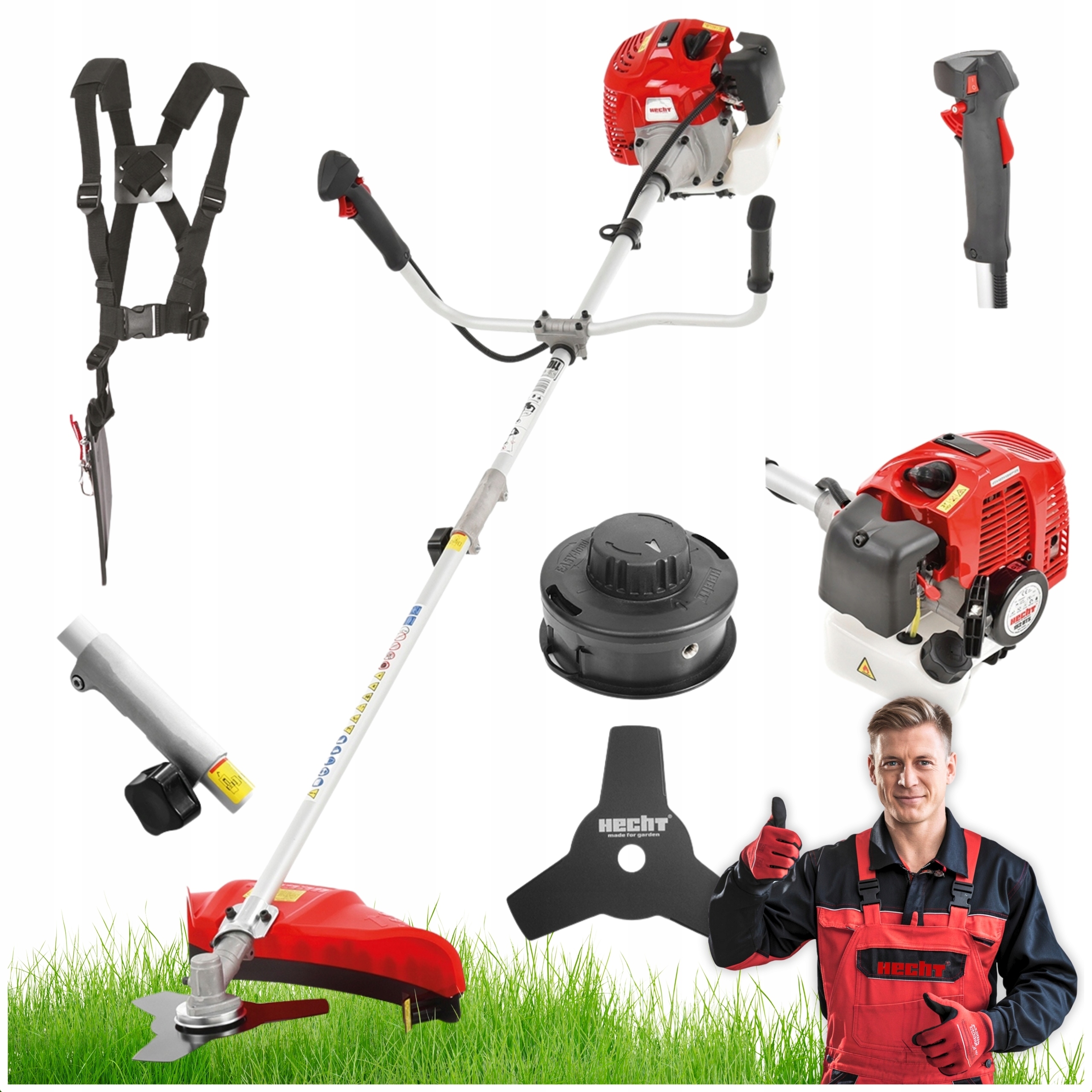 Kosa Spalinowa Hecht 152 Bts 2 Suwowy Silnik, Pojemność 52 cm³ Mocna 2 Km