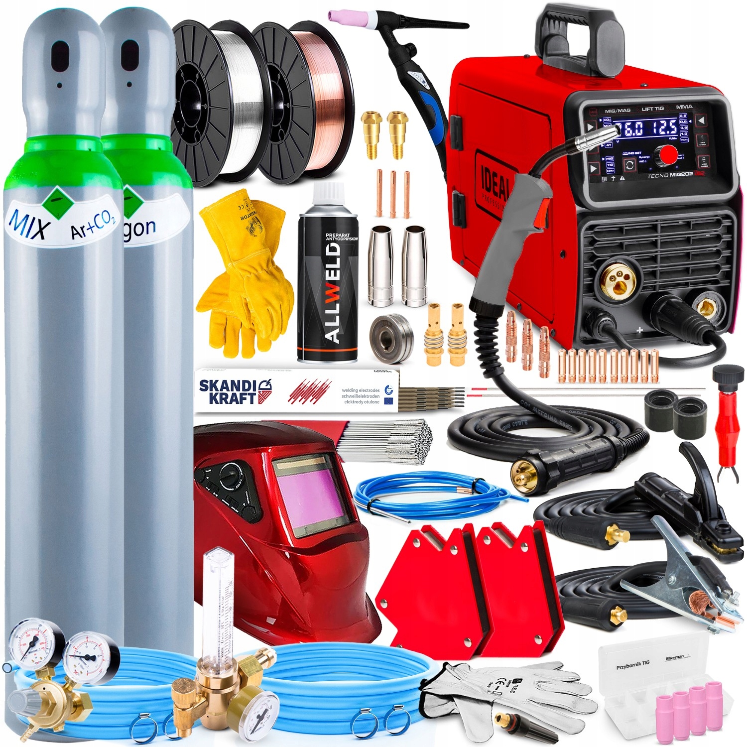 Poloautomatický Svařovací Stroj Ideal Tecno Mig 202 Led Mma Tig Synergic 200A 230V