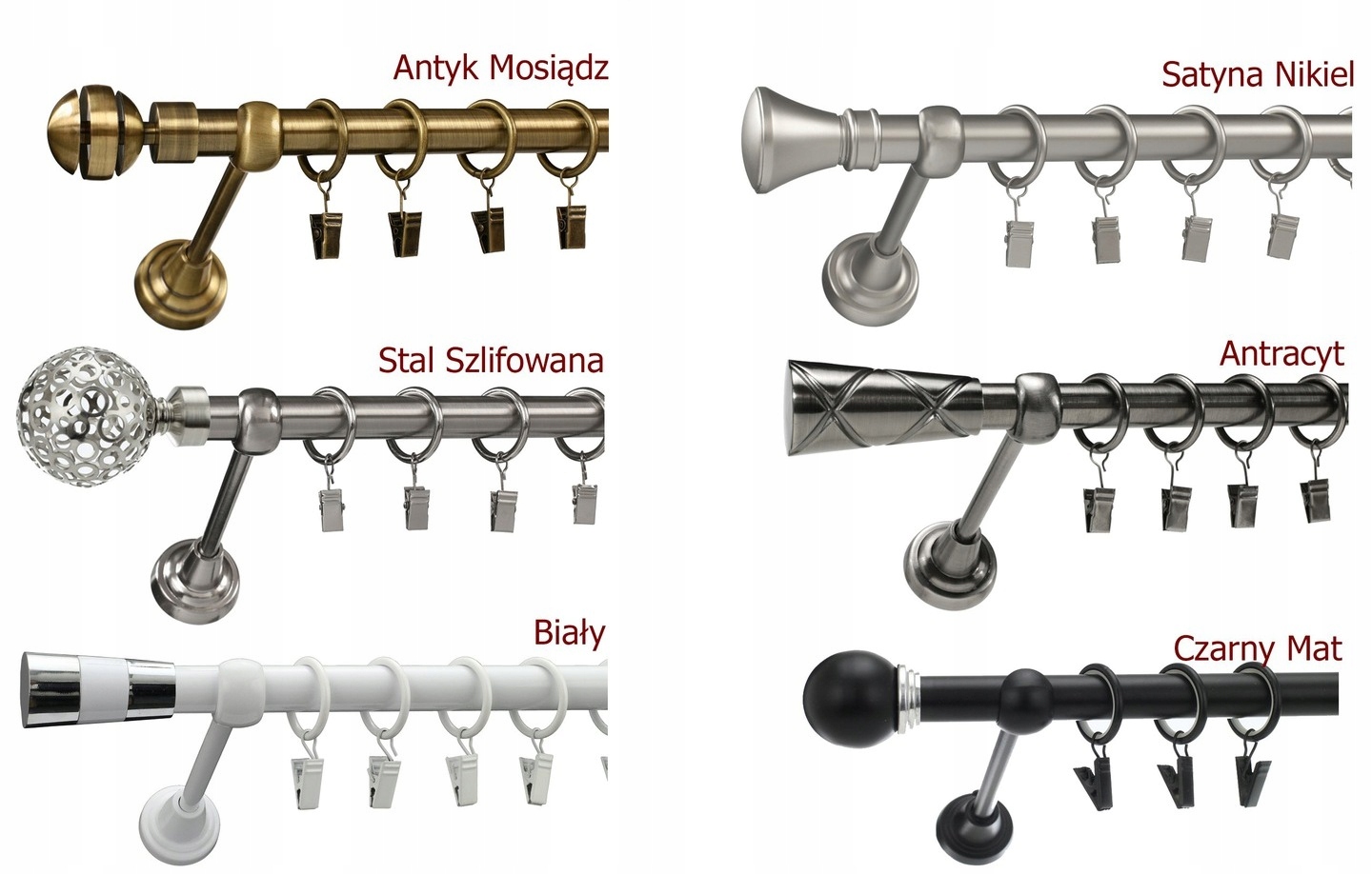 KARNISZ pojedynczy 19mm / 400 cm LUXURY CICHE KÓŁKA wzory 6 KOLORÓW wybór Długość drążka 400 cm
