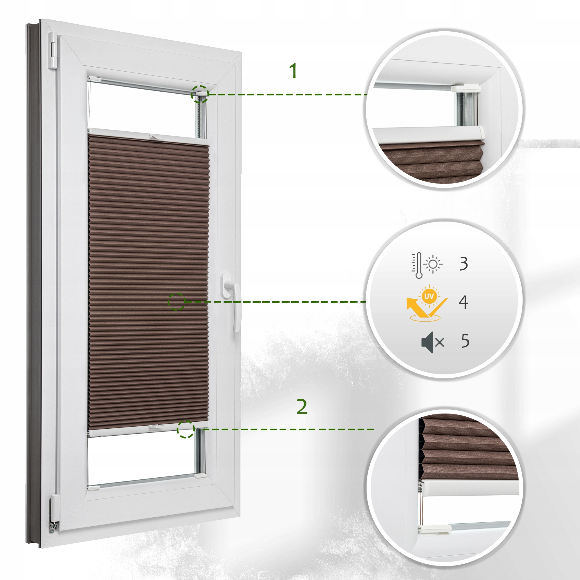 Plisa okienna zaciemniająca termo 100% 33x230 cm Szerokość produktu 33 cm