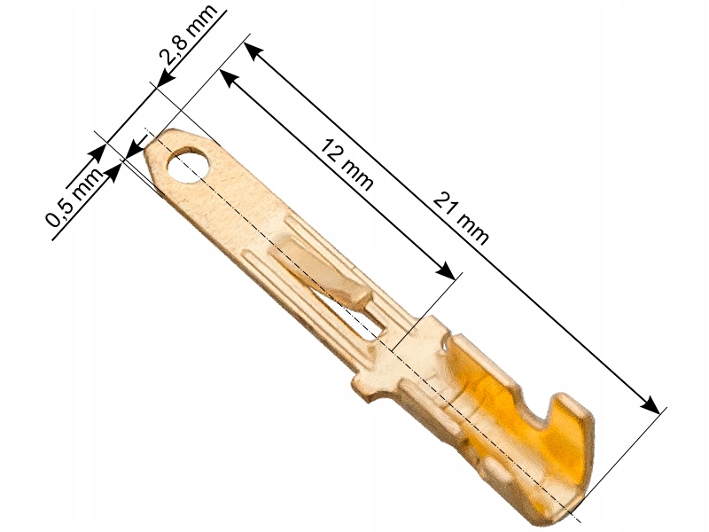 

Konektor nieizolowany męski 2,8mm z zaczepem
