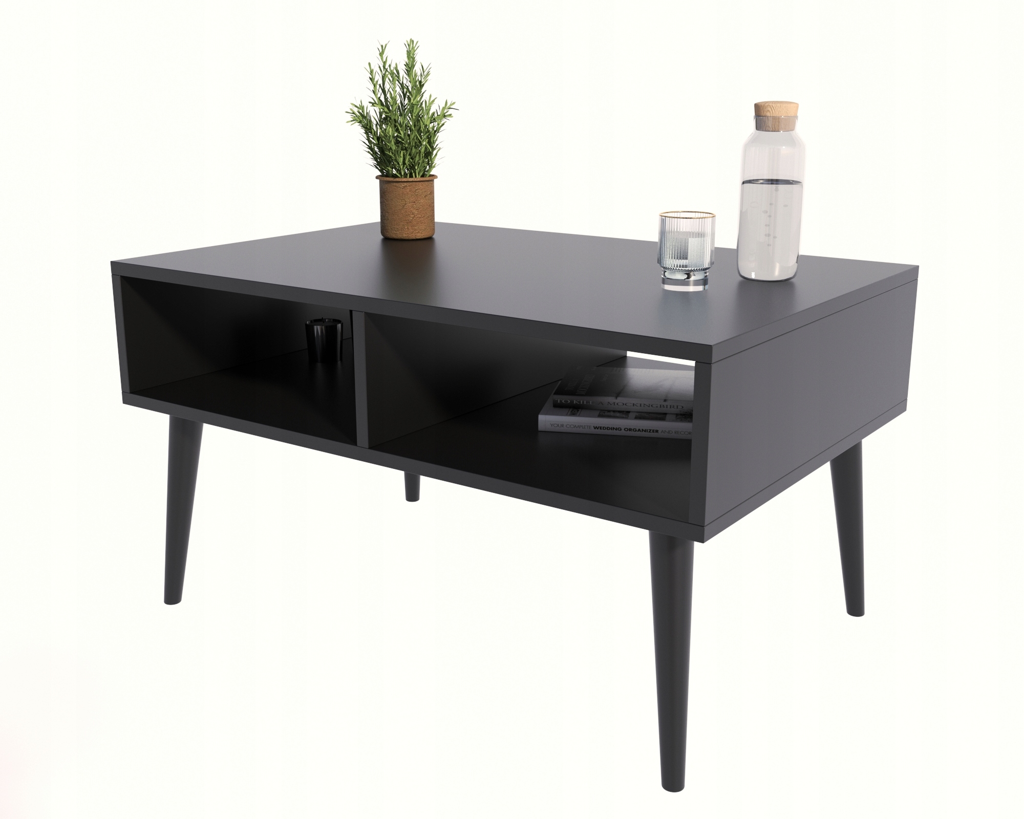 Lavice konferenční stolek Isla ve skandinávském stylu Černá/černá