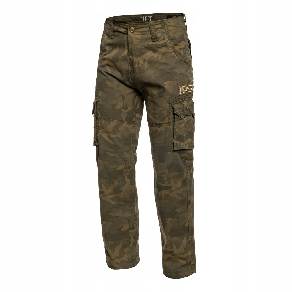 Pánské kapsáče kalhoty maskáčový Alpha Industries Jet Pant Olive Camo 32