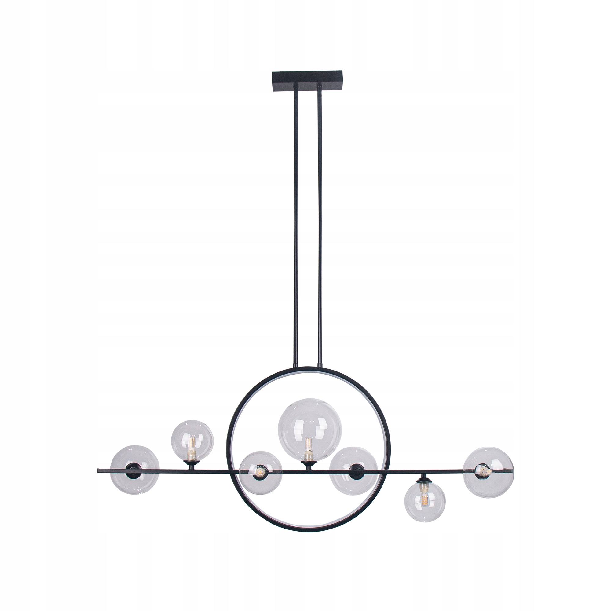 Stropná lampa Závesný luster do jedálne Čierna 7 sklenených guličiek