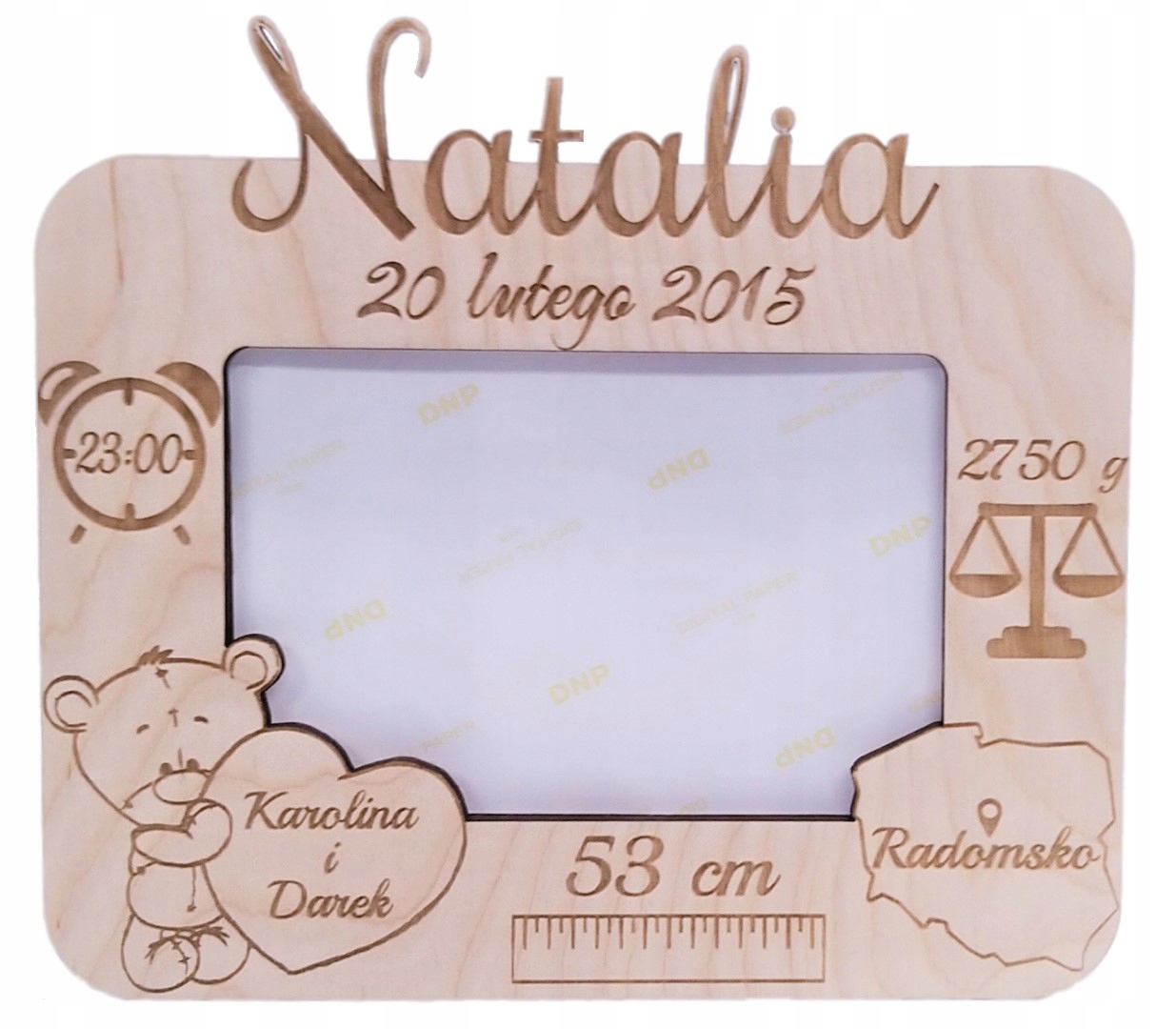 METRYCZKA Ramka na zdjęcie Prezent na Chrzest Roczek Dziadków Grawer