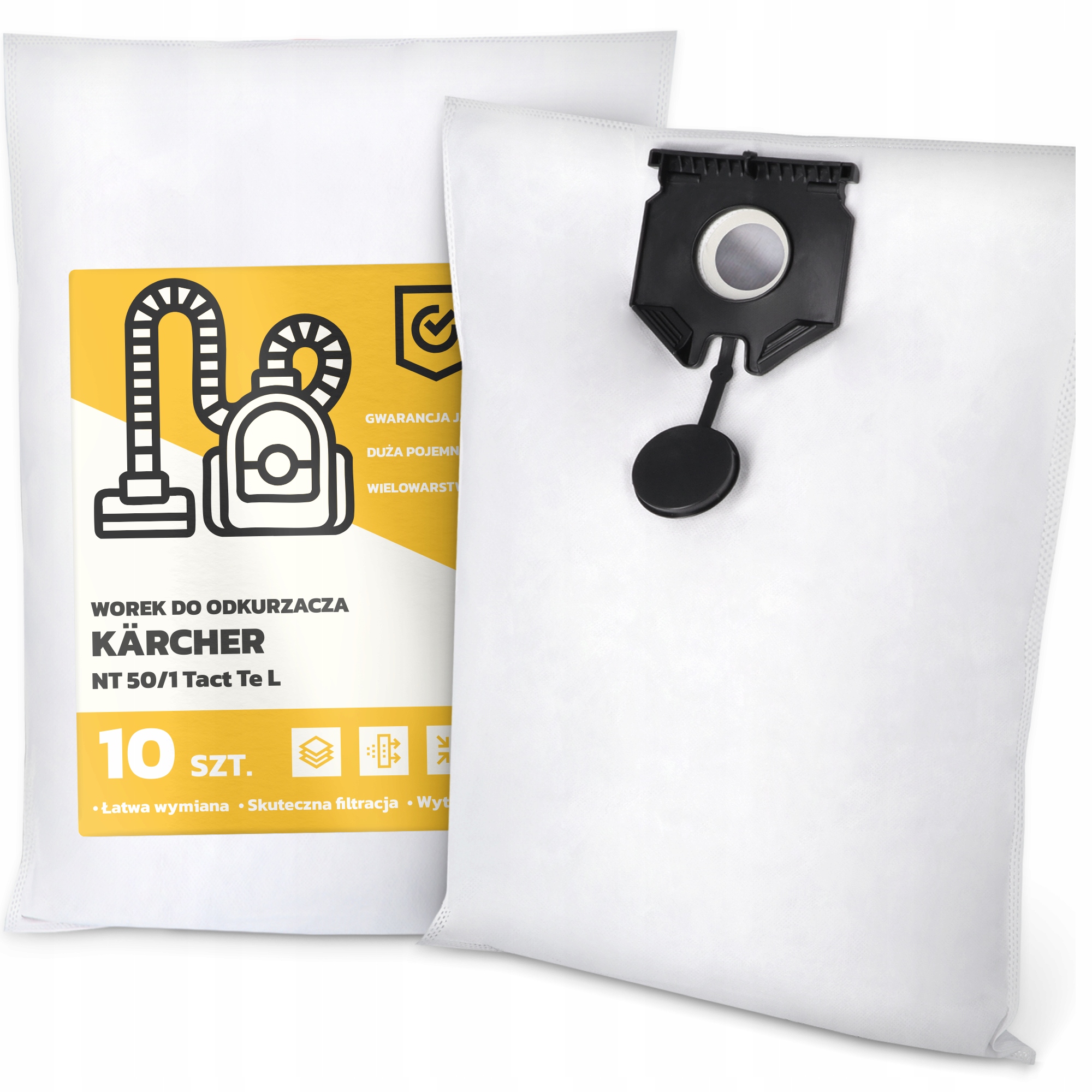10 x Sáček Do Vysavače Kärcher Nt 50/1 Tact Te L Syntetický Odolný Wo G9