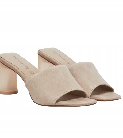 Tamaris Béžové Nazouváky Na Podpatku Se Semišovým Svrškem 36 T6A