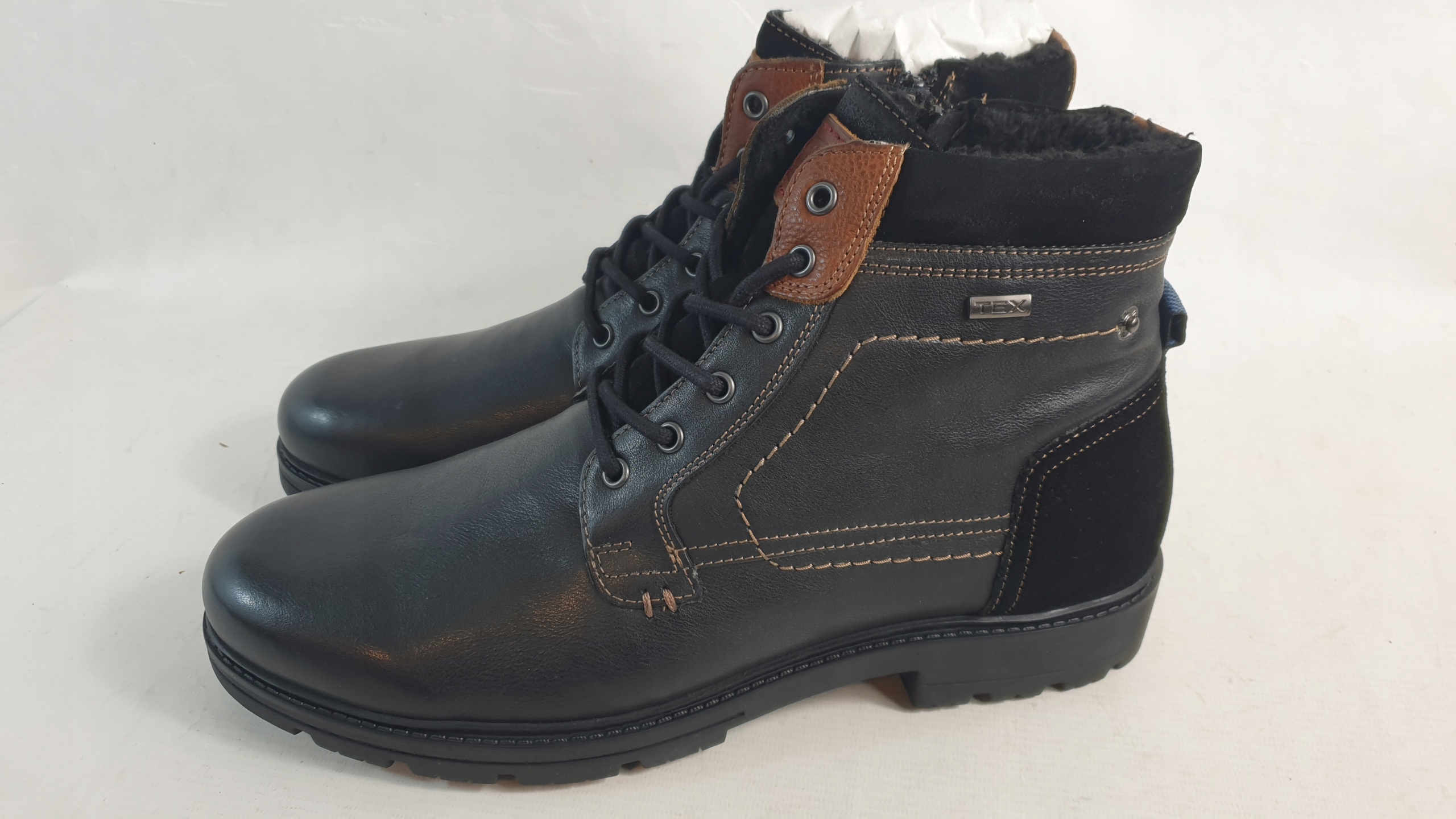 zateplené pánské boty z přírodní kůže 45