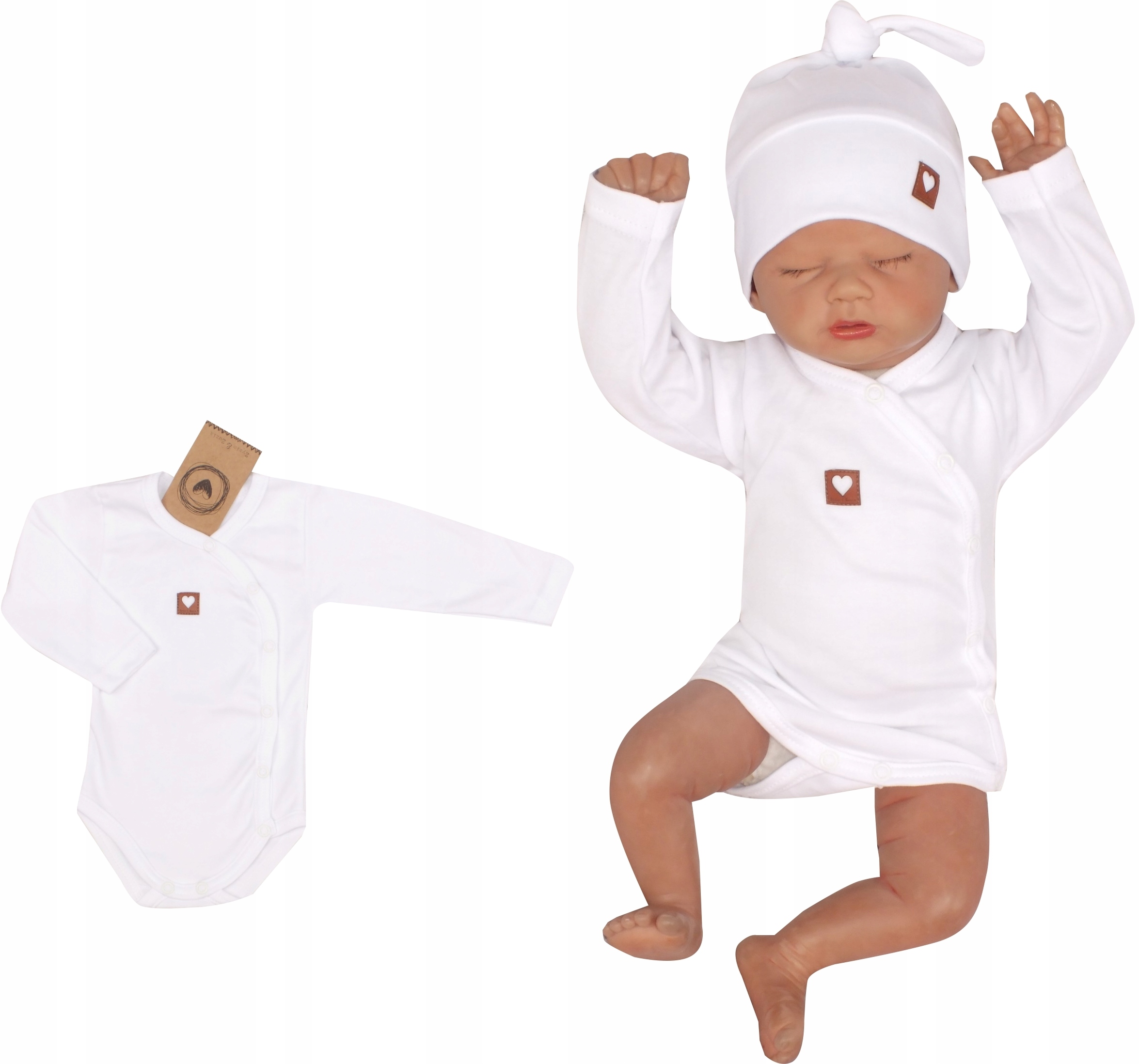 

Białe Body rozpinane na całej długości bawełna 56