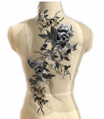 APLIKACJA KORONKOWA NIEBIESKA ZŁOTA 1158