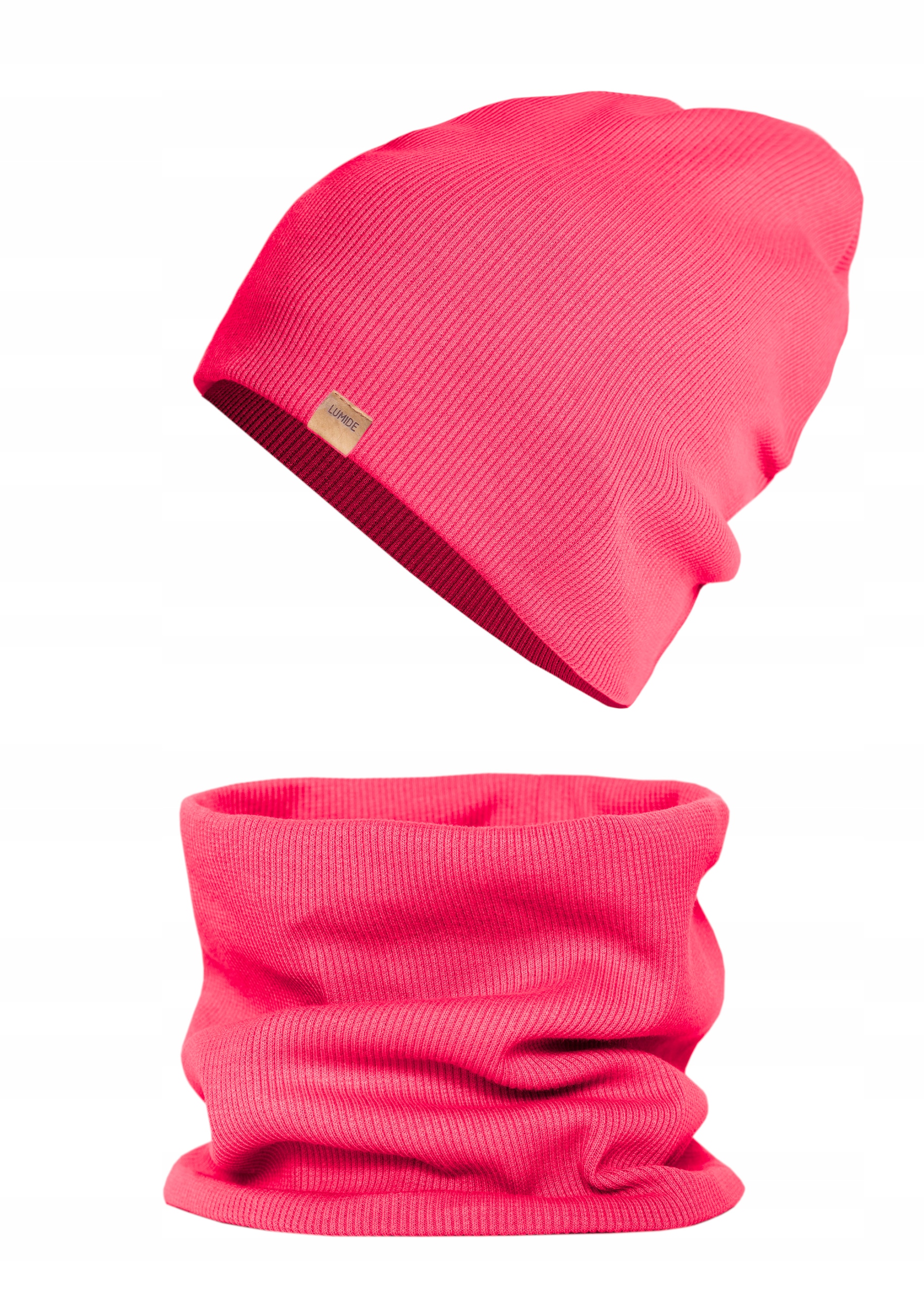 CZAPKA KOMIN KOMPLET DZIECIĘCY BAWEŁNA KORAL 44-50