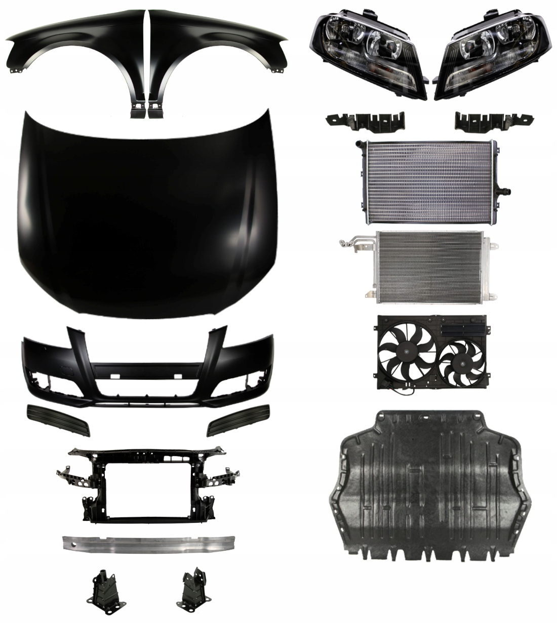 Audi A3 8P 08-12 Zderzak Pas Maska Belka ZESTAW CZĘŚCI