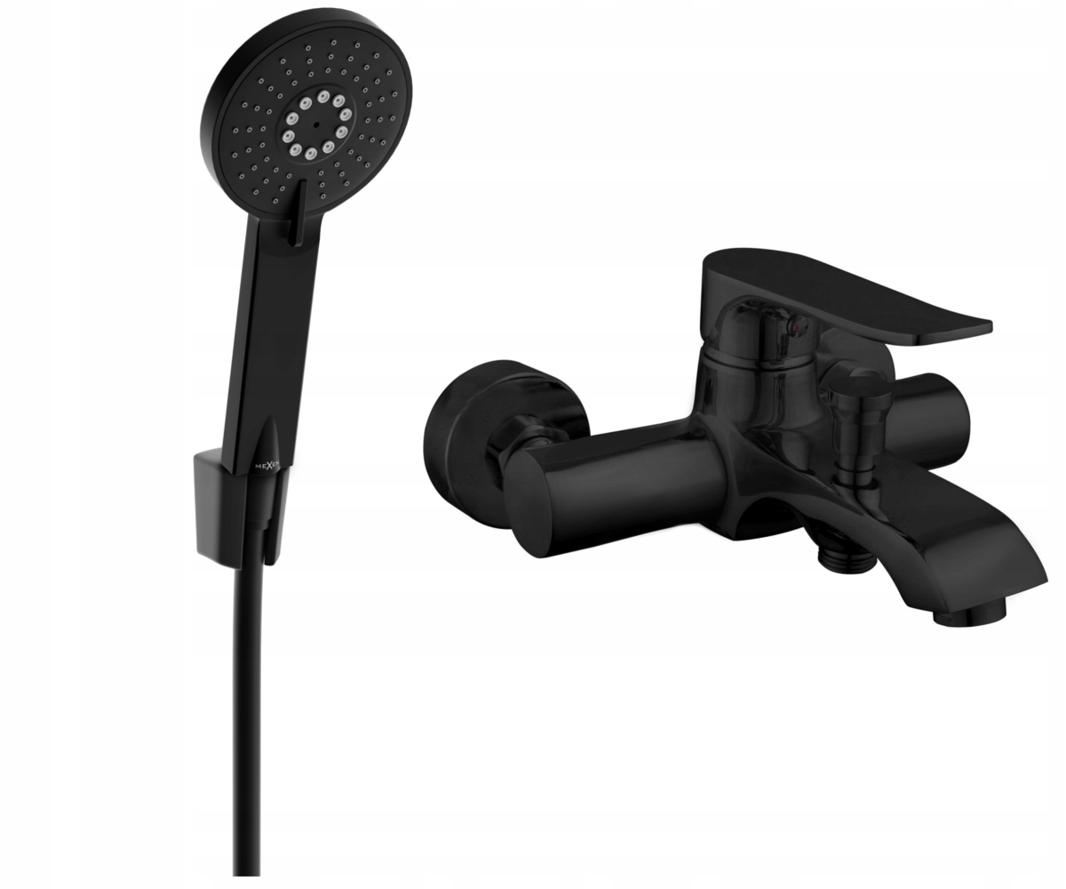 Mexen Pecos R40 čierna vaňová batéria so sprchovým setom