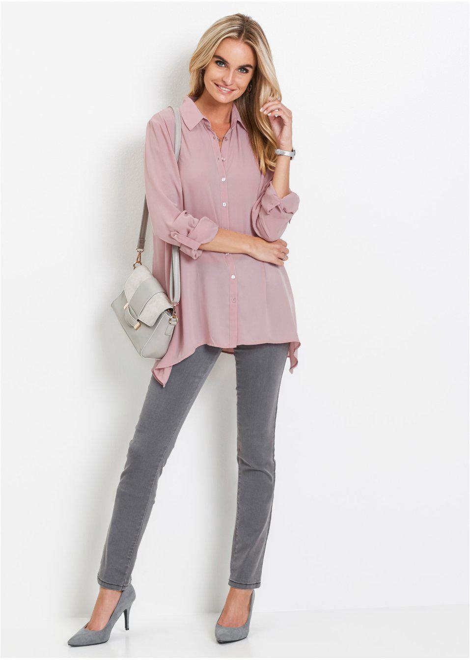 42 Bonprix ASYMETRYCZNA KOSZULA DAMSKA Wzór dominujący bez wzoru