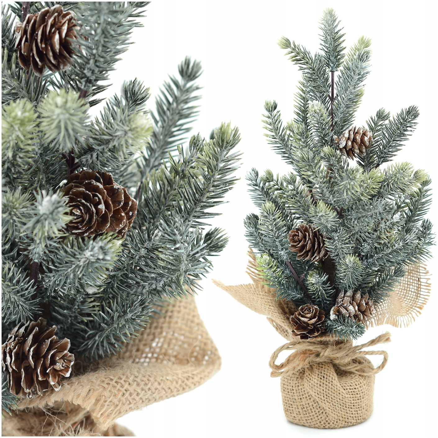 

Choinka Sztuczna Z Szyszkami Ośnieżona Juta 27CM