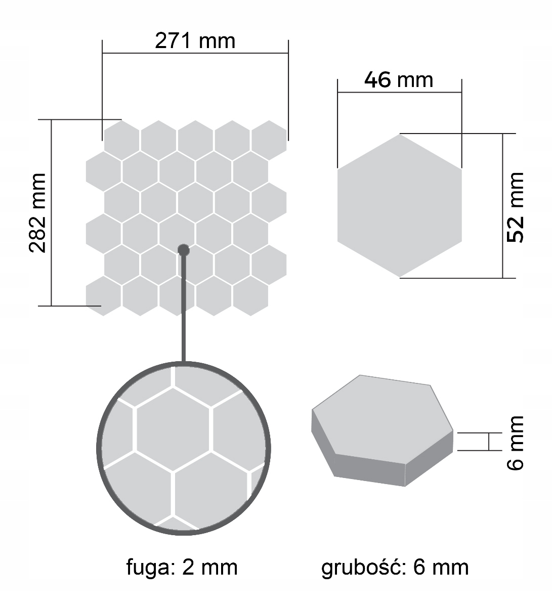 MOZAIKA SZKLANA HEKSAGON SILVER SREBRNA METALIC Kolekcja MOZAIKA SZKLANA