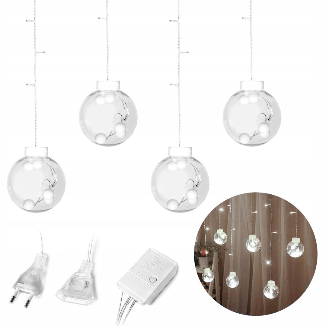

Lampki Led Kurtyna Na Okno Kule Świąteczne Biały