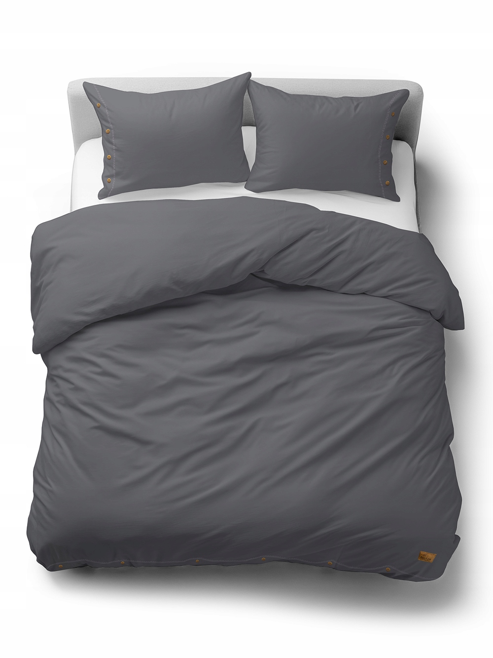 Pościel 220x200cm 100% Bawełna Pure Eco Line ozdobny Guzik Grafitowa