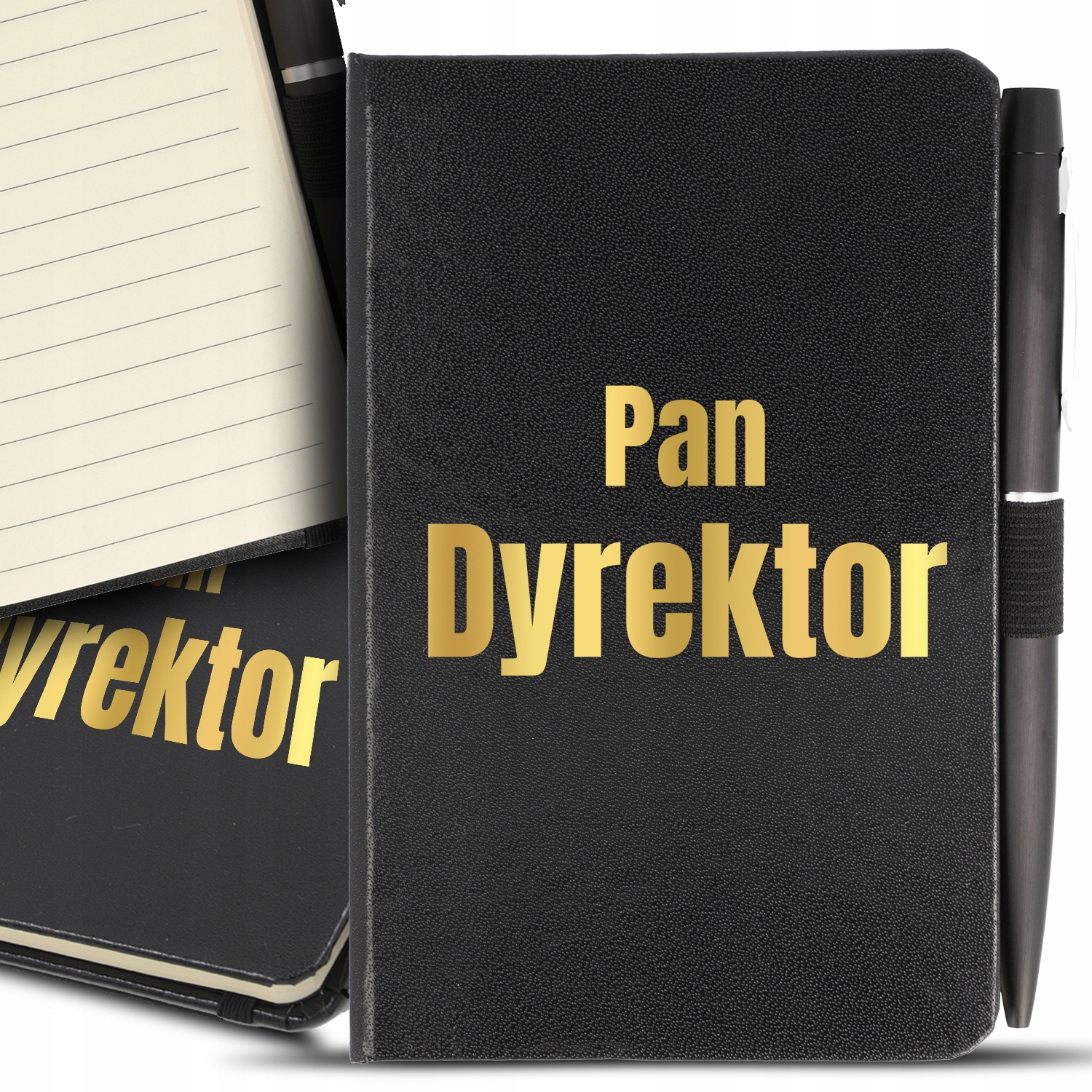 

Notes Czarny A6 Długopis Gold Pan Dyrektor