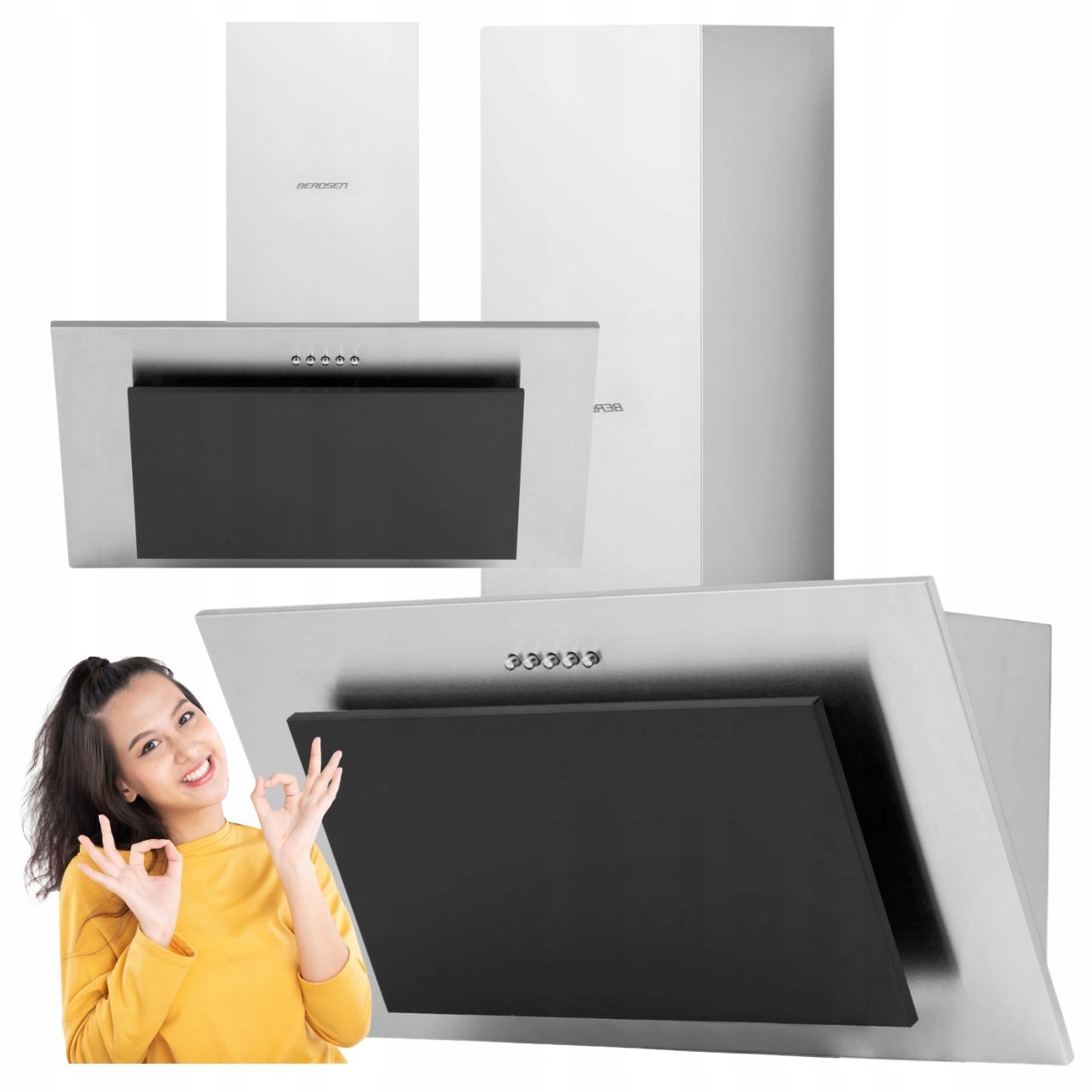 Okap Kominowy Kuchenny 60cm Rura Komin Pochłaniacz Wydajny Nowoczesny