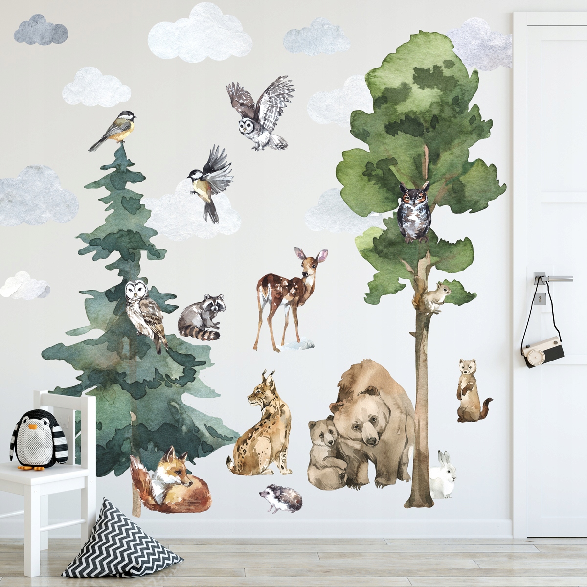 Naklejki ścienne Las Forest Drzewa Zwierzęta Długość 200 cm