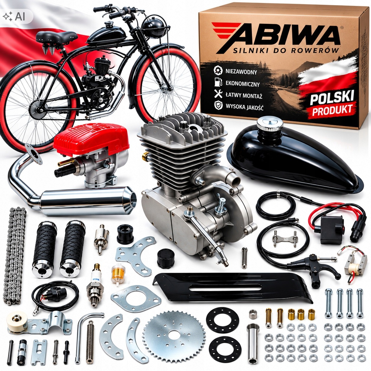 Silnik Spalinowy Do Roweru Komplet 80cc Taiwan Technology Moretti Parts