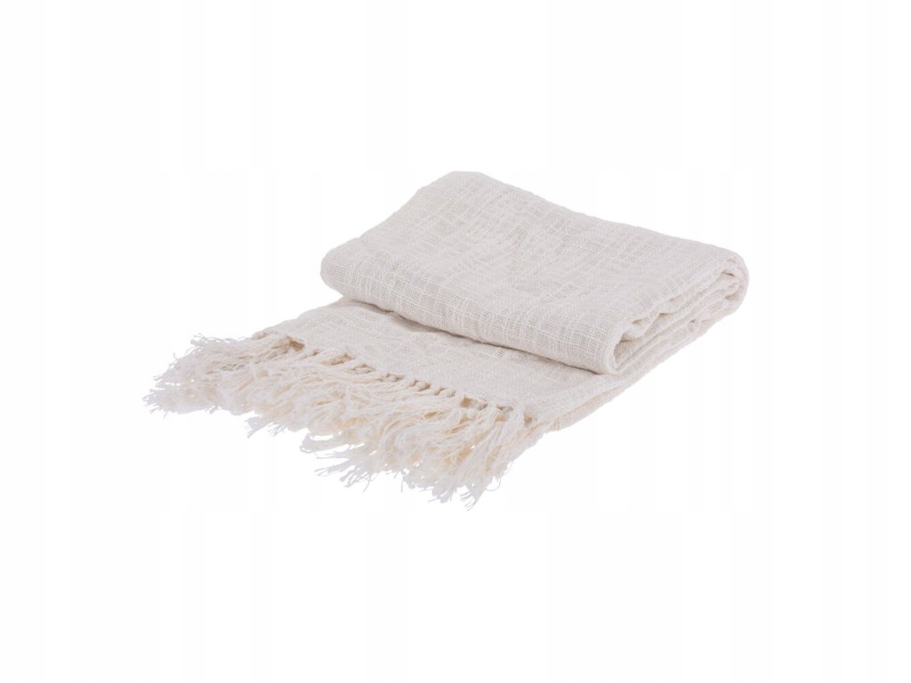 Přehoz na postel s třásněmi, 130 x 170 cm, bílá