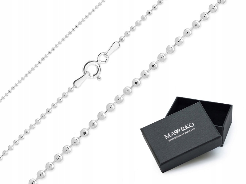 

Damski Srebrny Łańcuszek pr. 925 Kulka 45cm