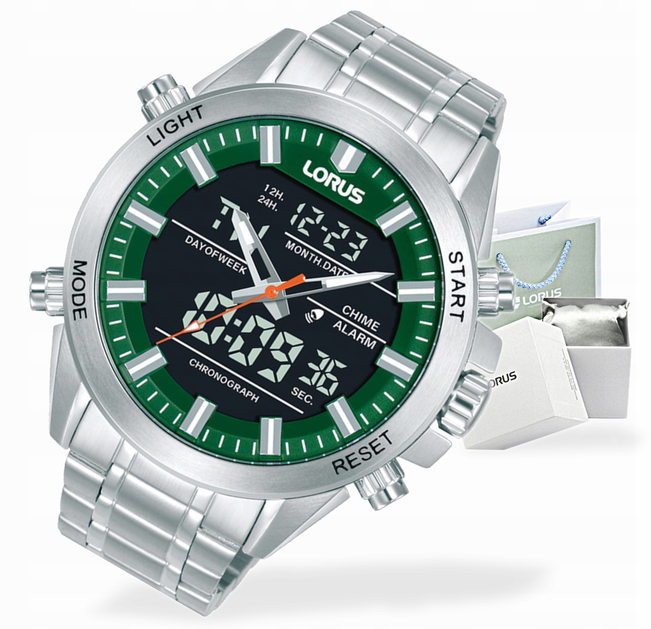 Pánské hodinky analogově-digitální hodinky na náramku Lorus Sport RW667AX9 +gravírování