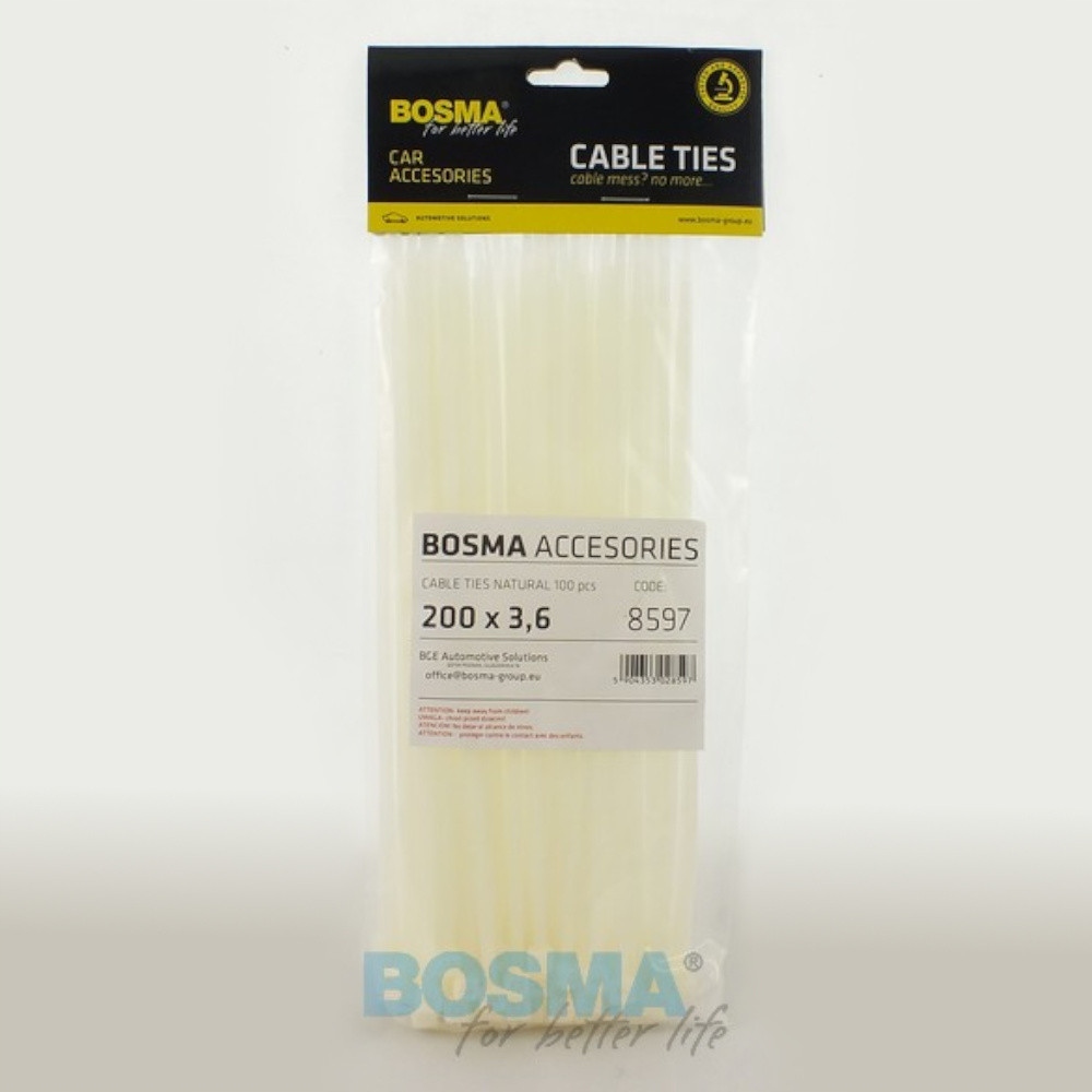 

Opaski Kablowe Białe Bosma (100 szt) 200x3,6mm