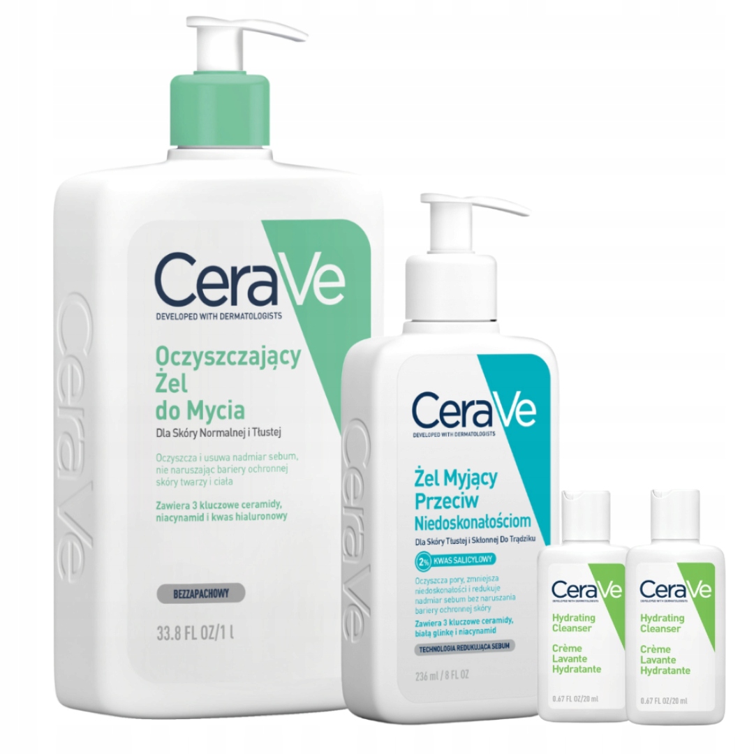 CeraVe Oczyszczający Żel 1L, Żel Myjący Przeciw Niedoskonałościom