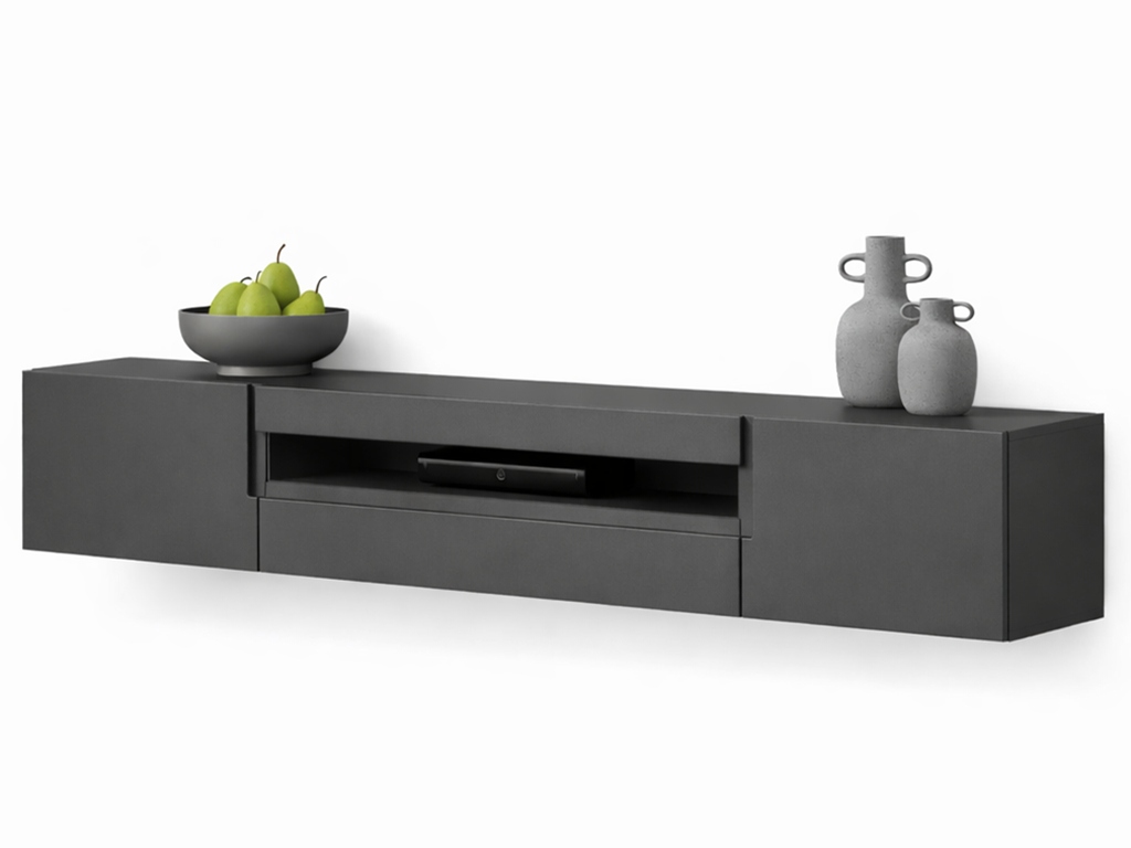 Szara Komoda TV 200 cm Szafka Stolik RTV ESTON MAT MDF