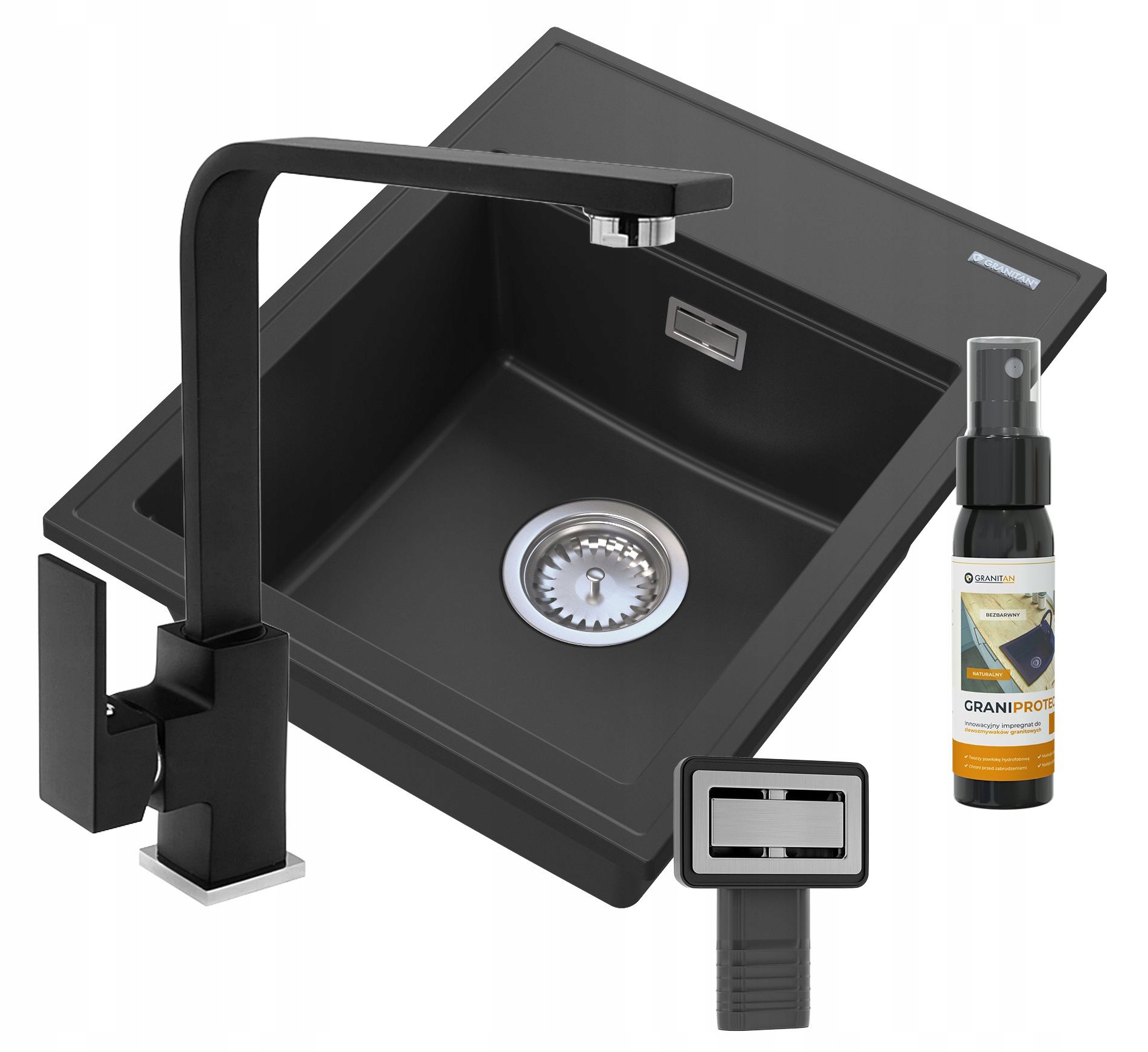 Granitový Drez, Čierna Batéria, Sada Alor