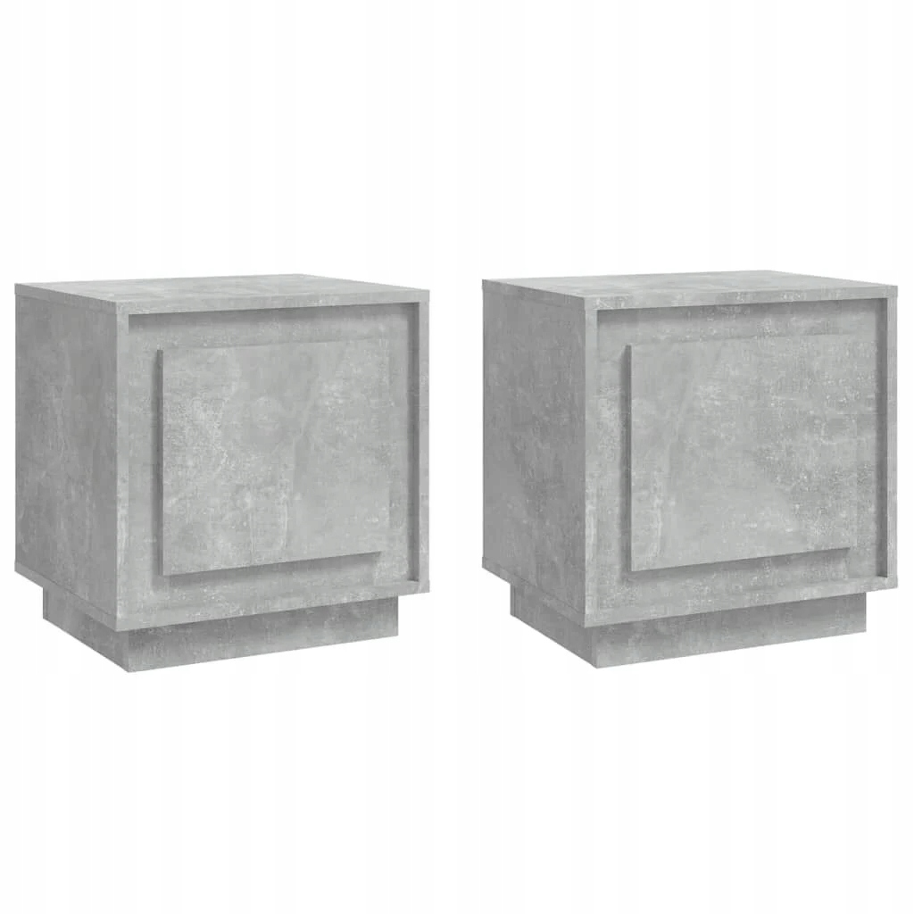 2x Noční Stolek vidaXL Šedý Betonu 44x35x45 cm Industriální do ložnice
