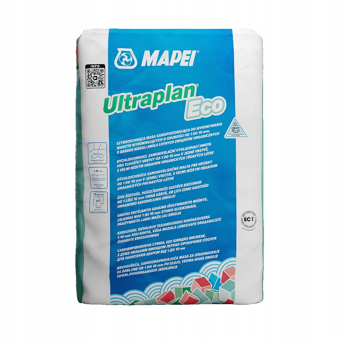 Masa samopoziomująca parkiety wykładziny (1-10mm) Mapei Ultraplan Eco 23kg