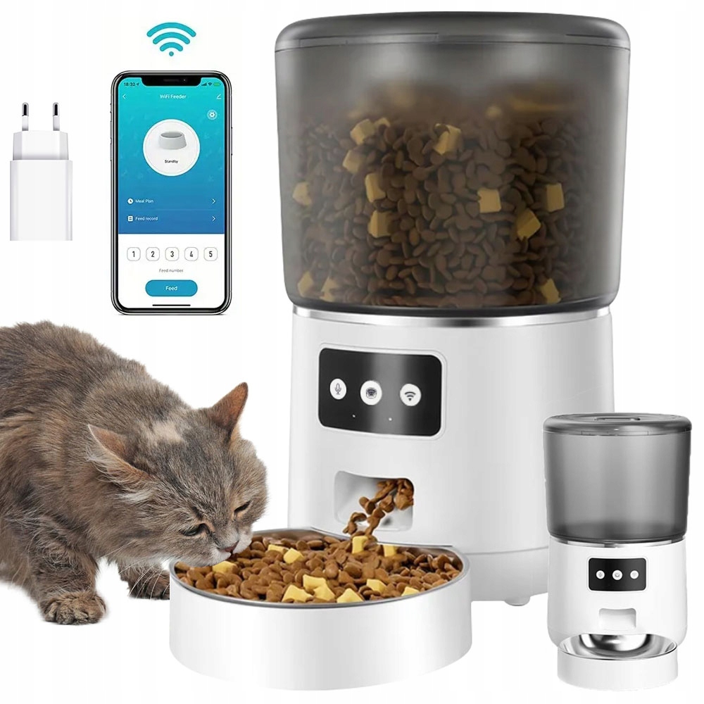 4 L Automatický Podavač Krmiva Wifi Pro Ovládání Aplikací Pro Kočky A Psy